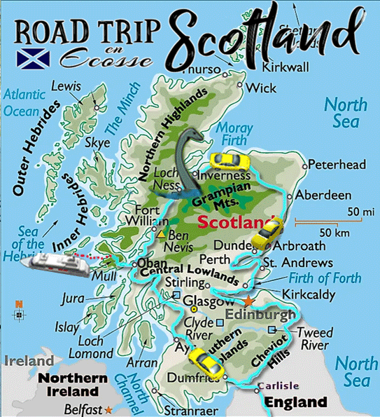 Carte géographique d'Irlande