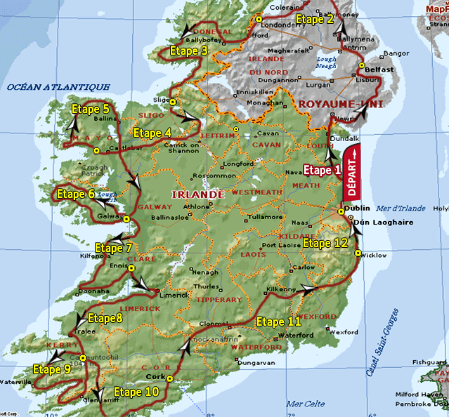 Carte géographique d'Irlande