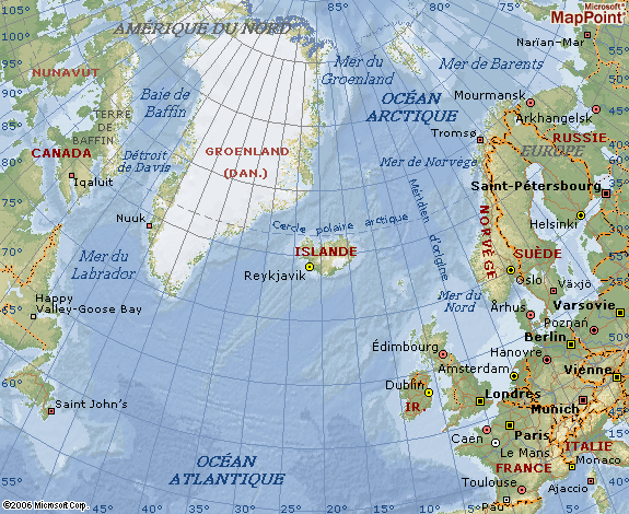 Carte géographique d'Islande